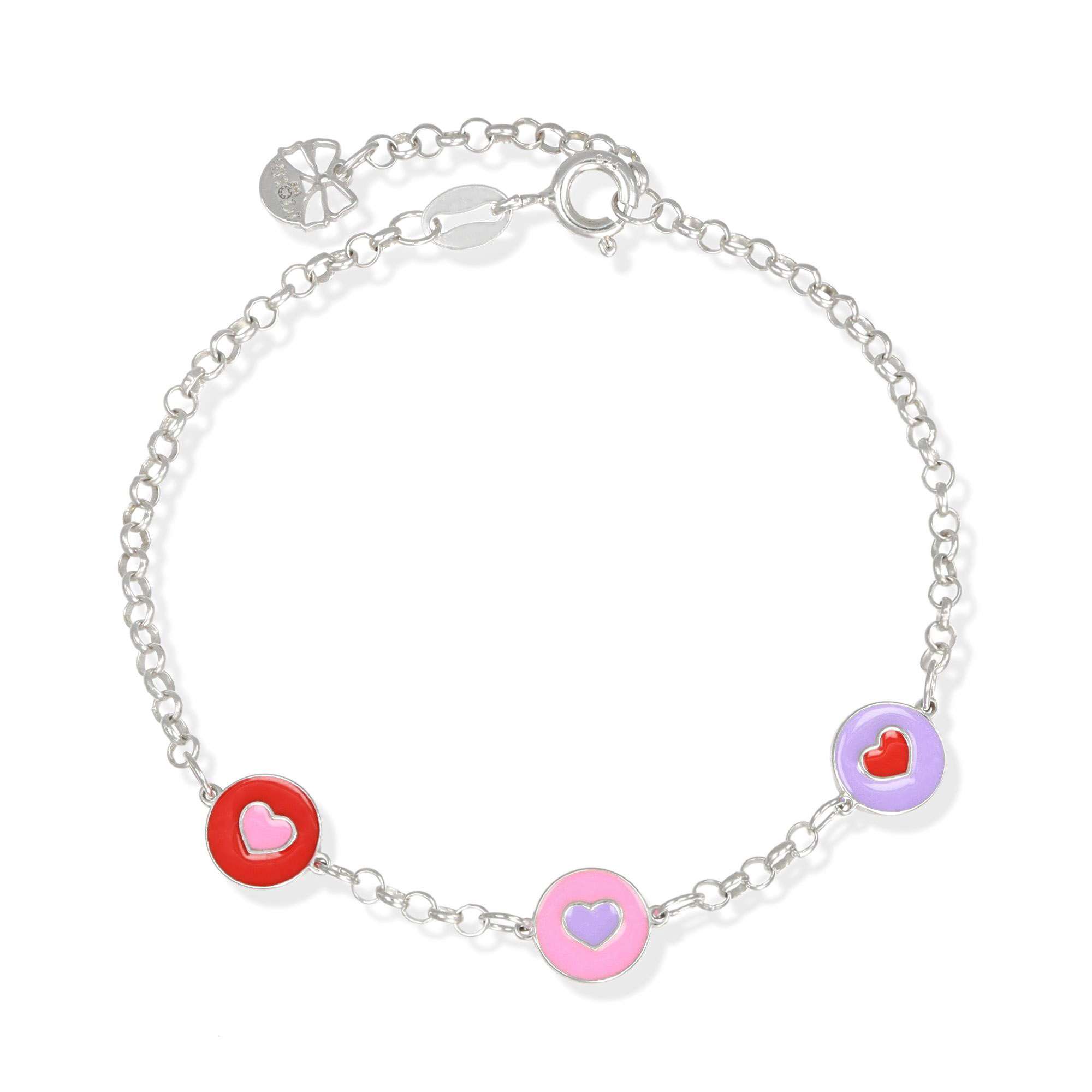 bracciale medagliette cuori colorati