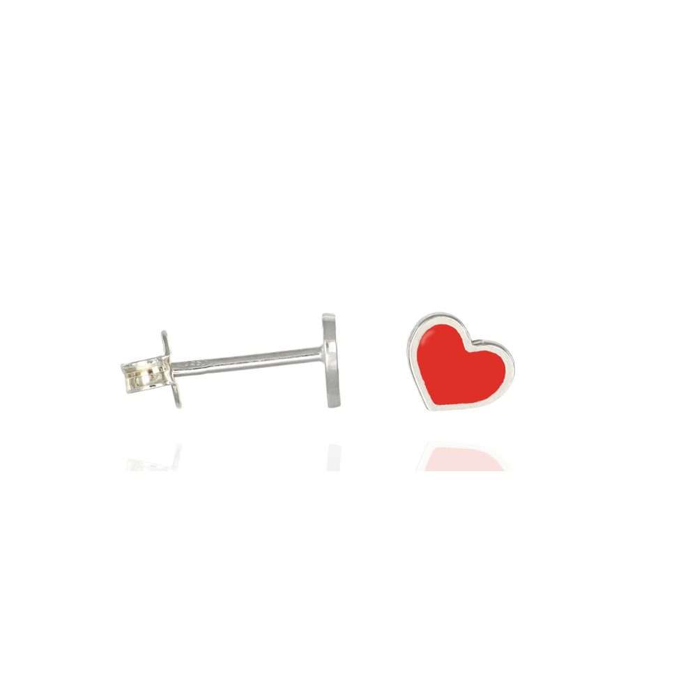 orecchino cuore rosso lato