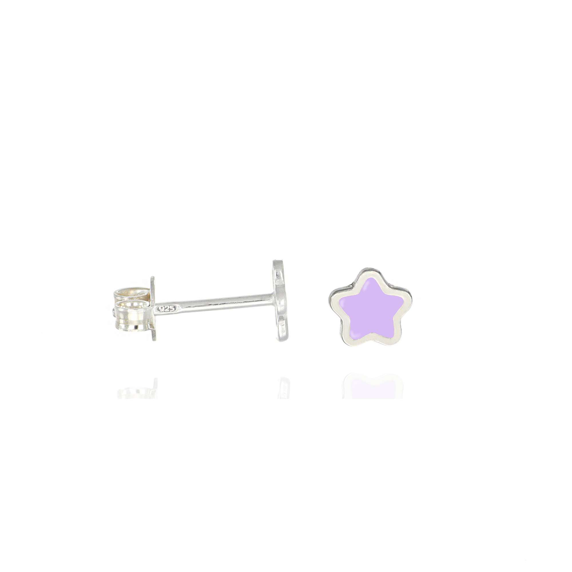 Orecchini stella viola lato