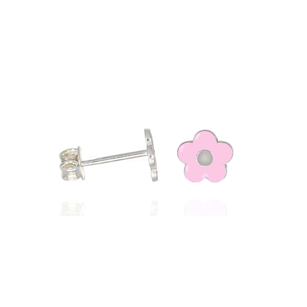 Orecchini fiore rosa lato