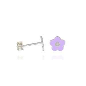 Orecchini fiore viola lato