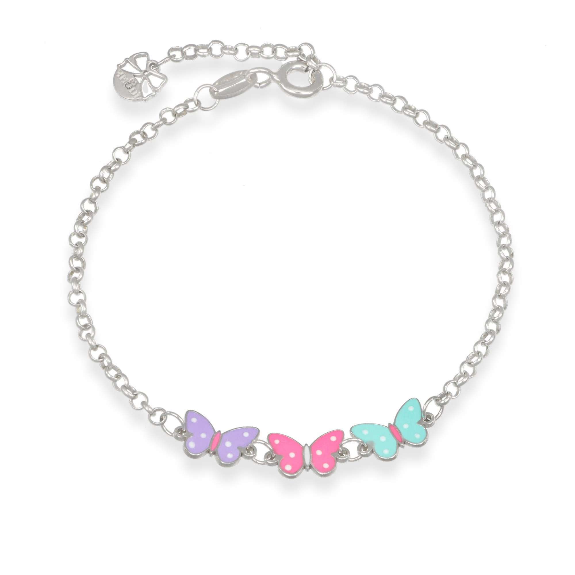 bracciale farfalle a pois silver