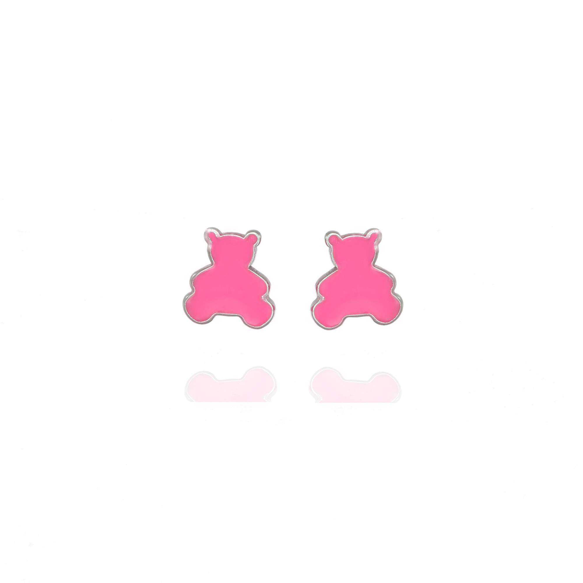 orecchini orsetto fucsia argento