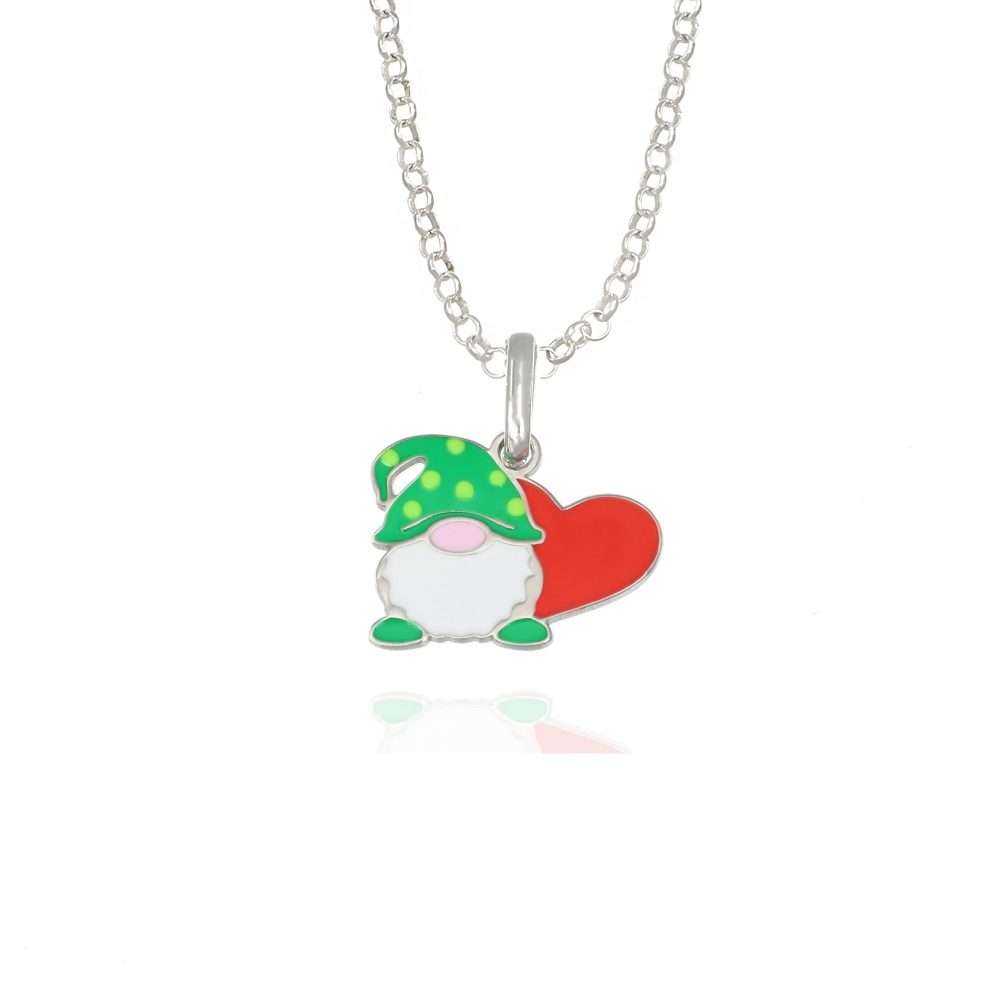 collana con gnomo e cuore argento collana con gnomo e cuore argento