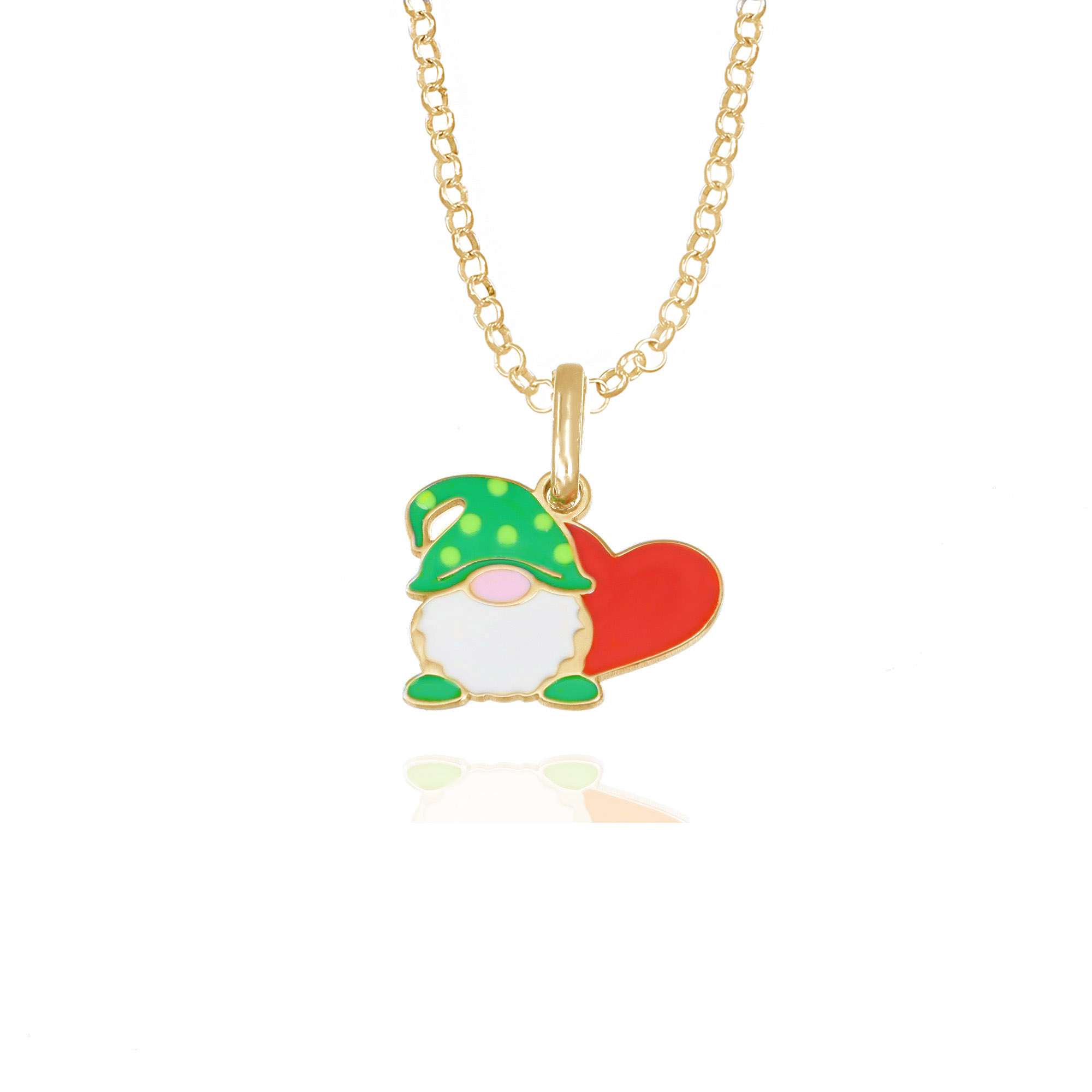 collana gnomo e cuore oro