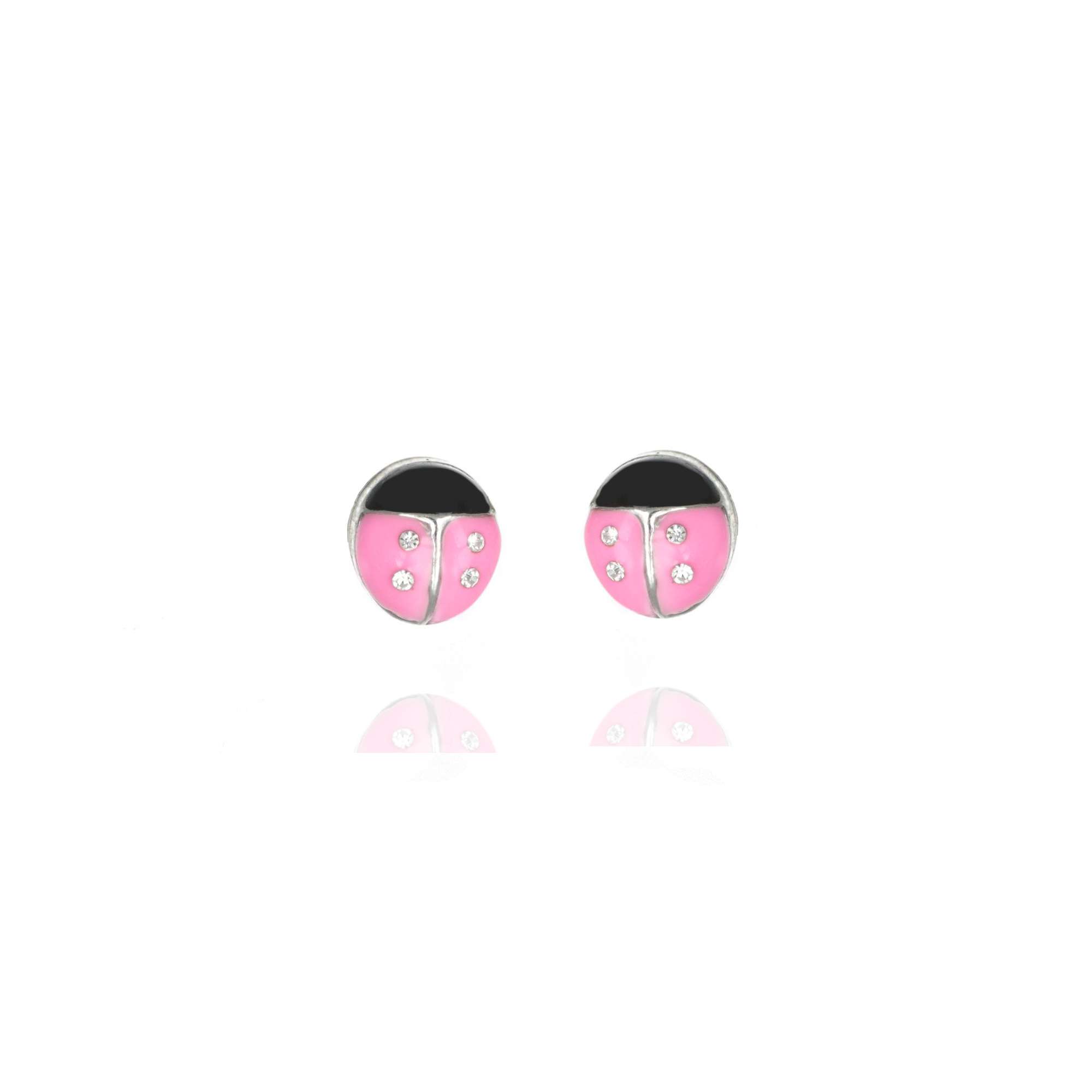 coccinella rosa strass silver