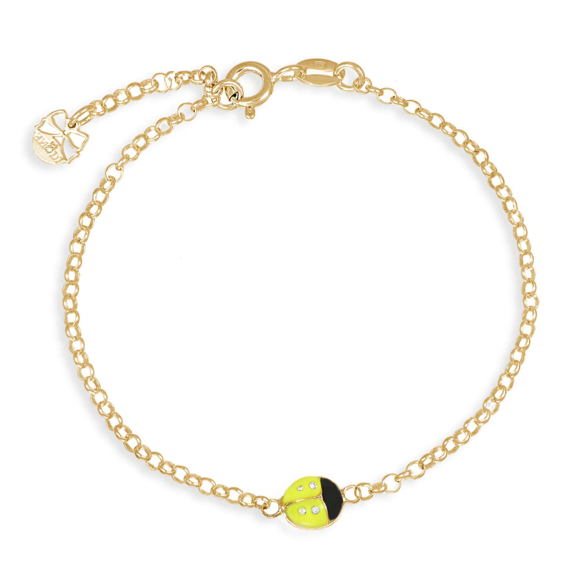 bracciale coccinella gialla e strass gold
