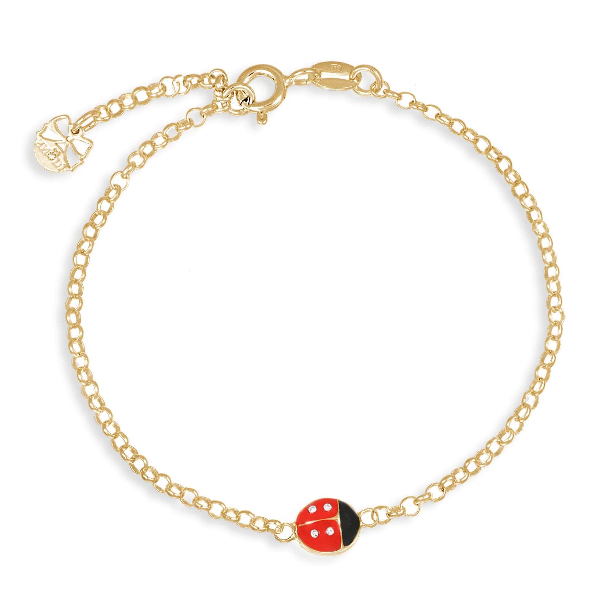 bracciale coccinella rossa e strass gold