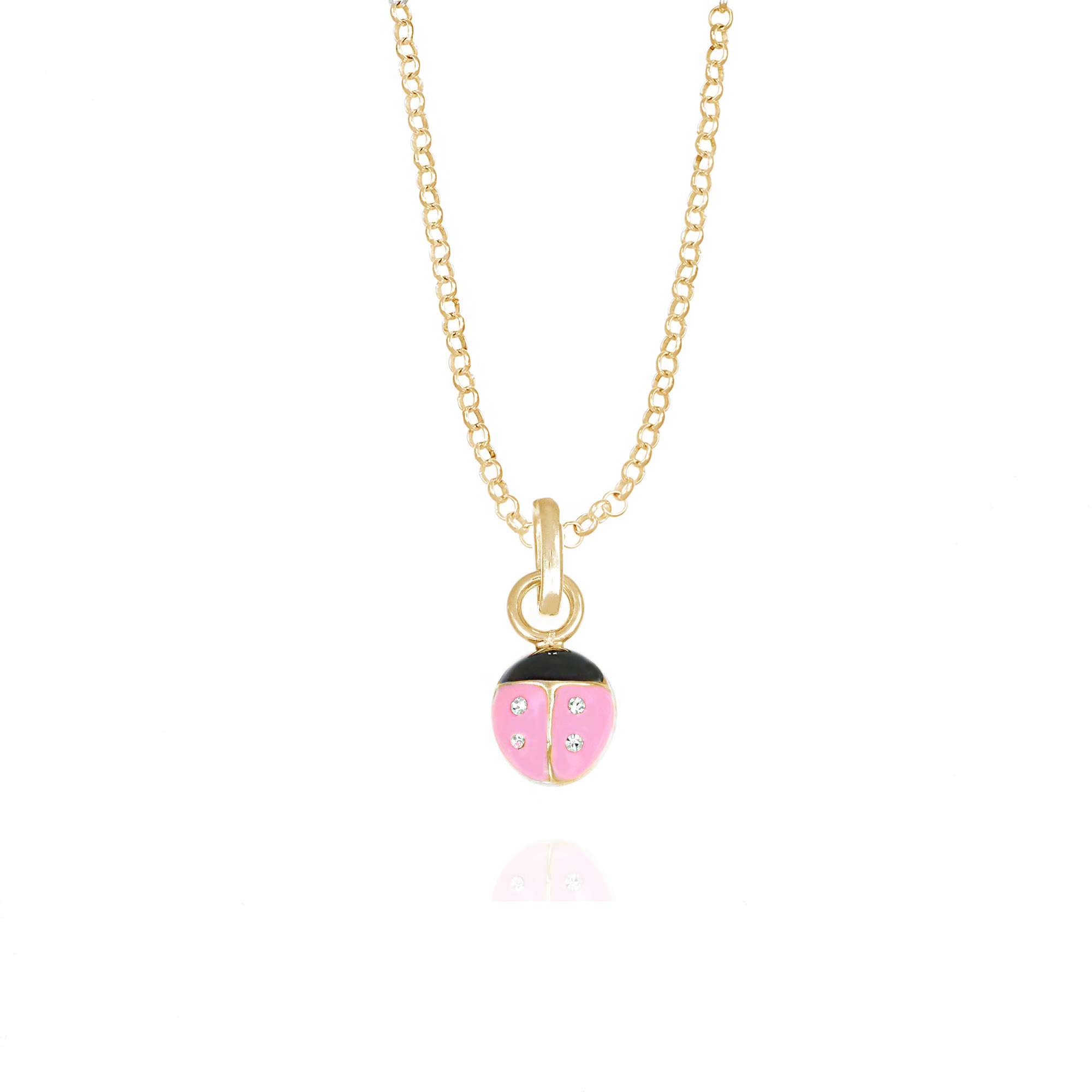 collana coccinella rosa strass gold