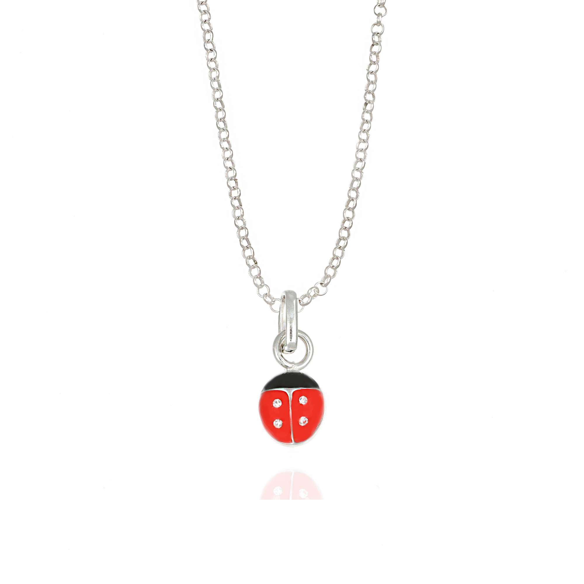 collana coccinella rossa strass silver