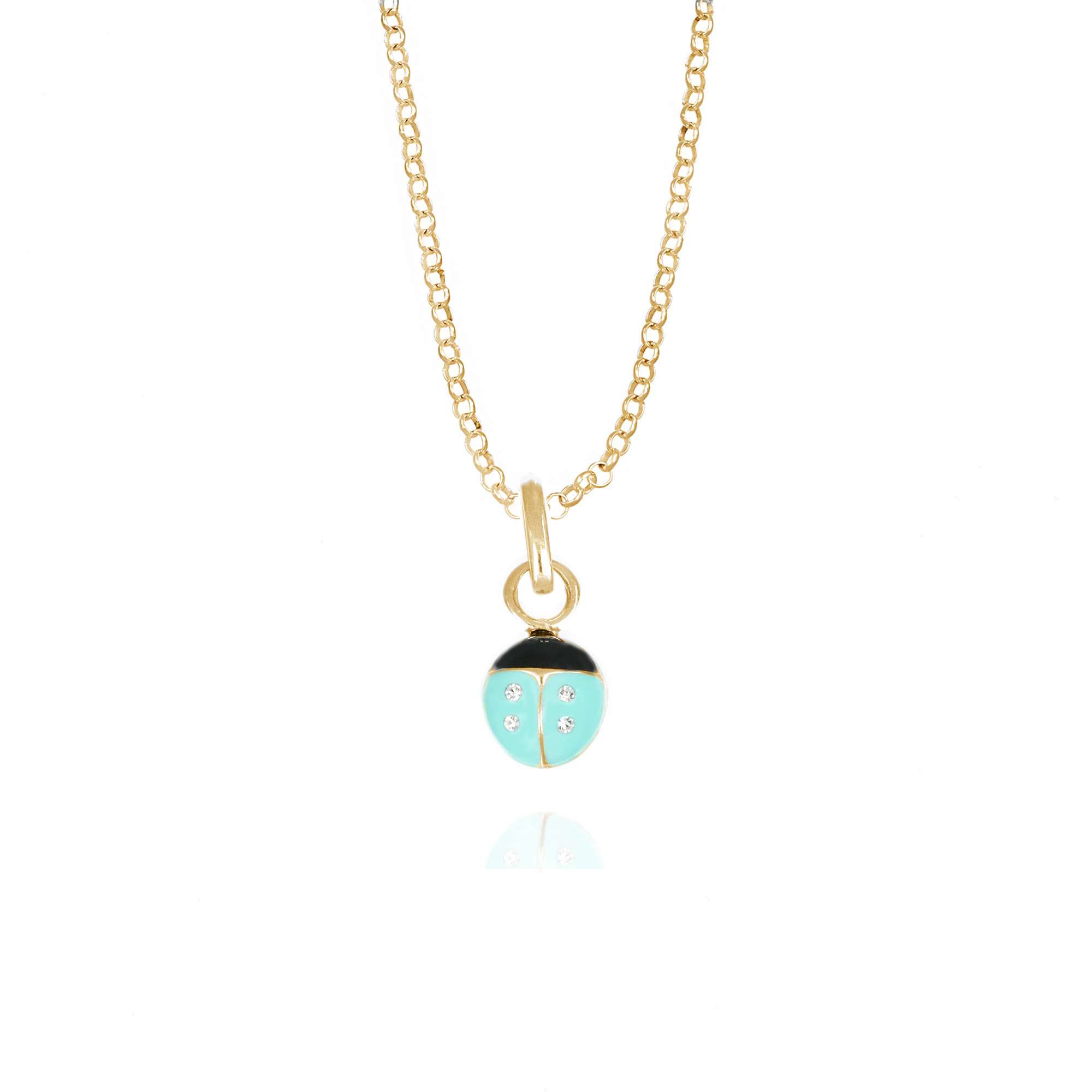 collana coccinella verde acqua strass gold