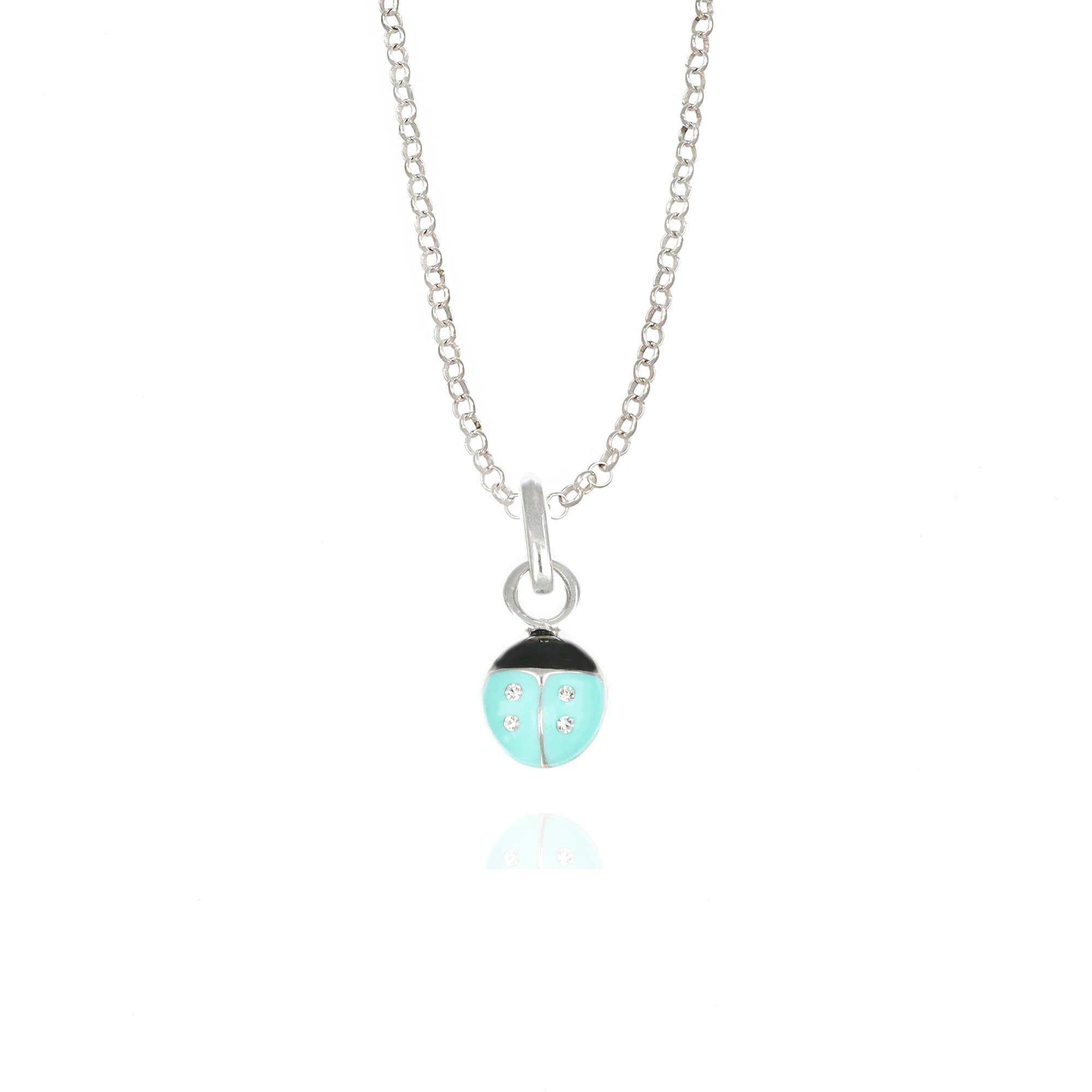 collana coccinella verde acqua strass silver