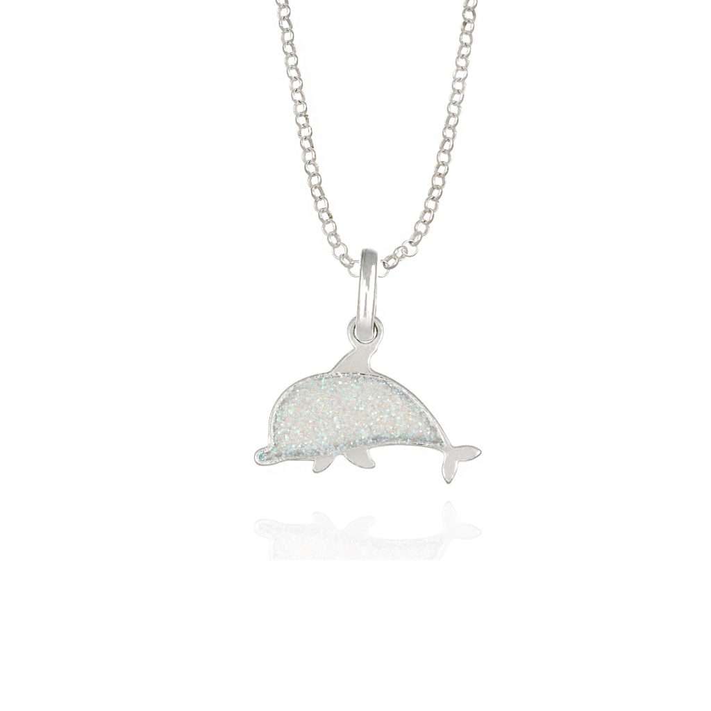 collana delfino bianco glitter