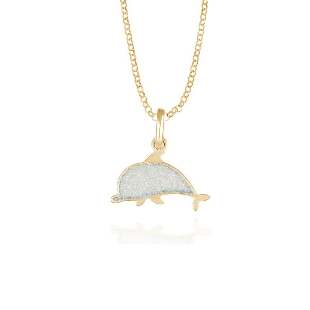 collana delfino bianco glitter gold