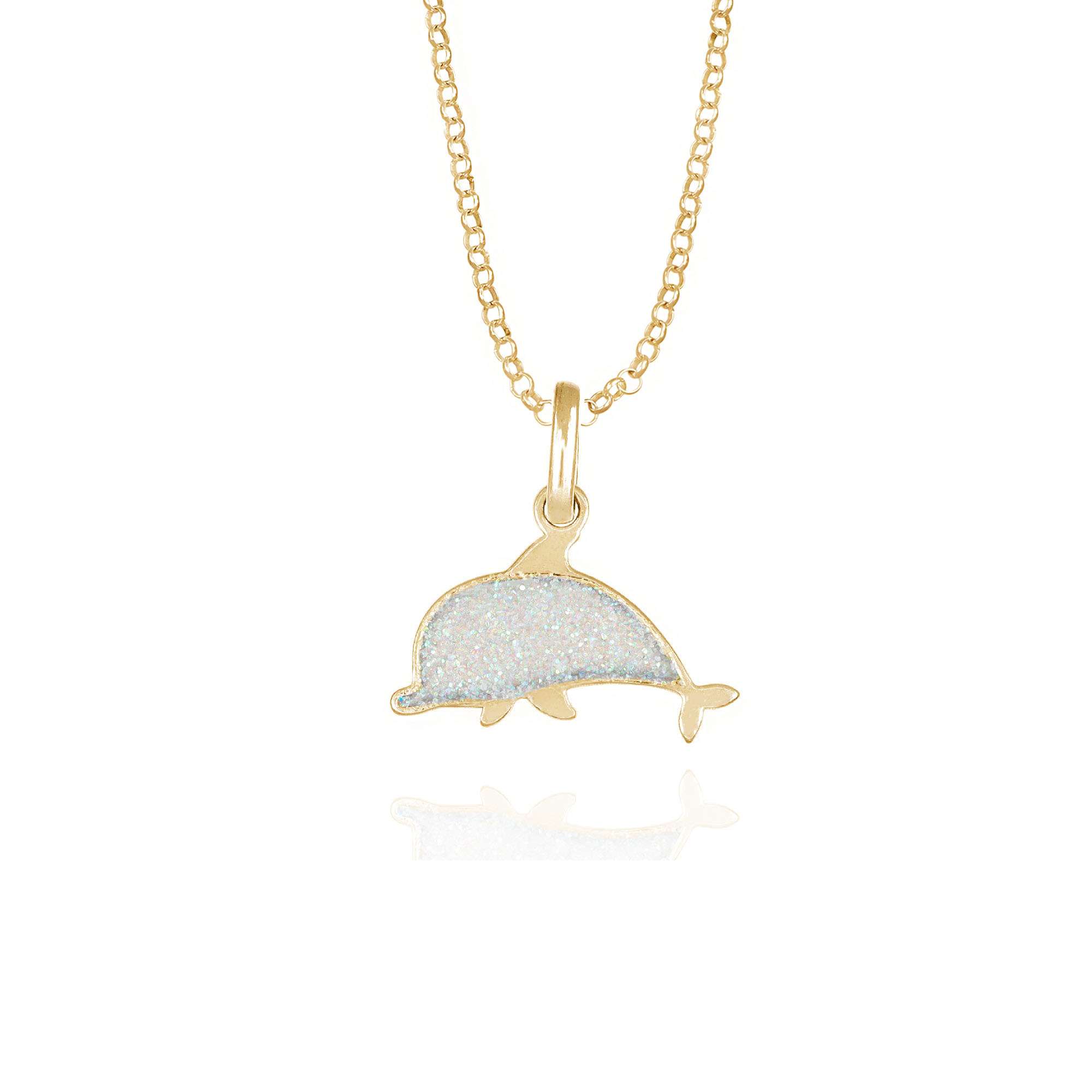 collana delfino bianco glitter gold