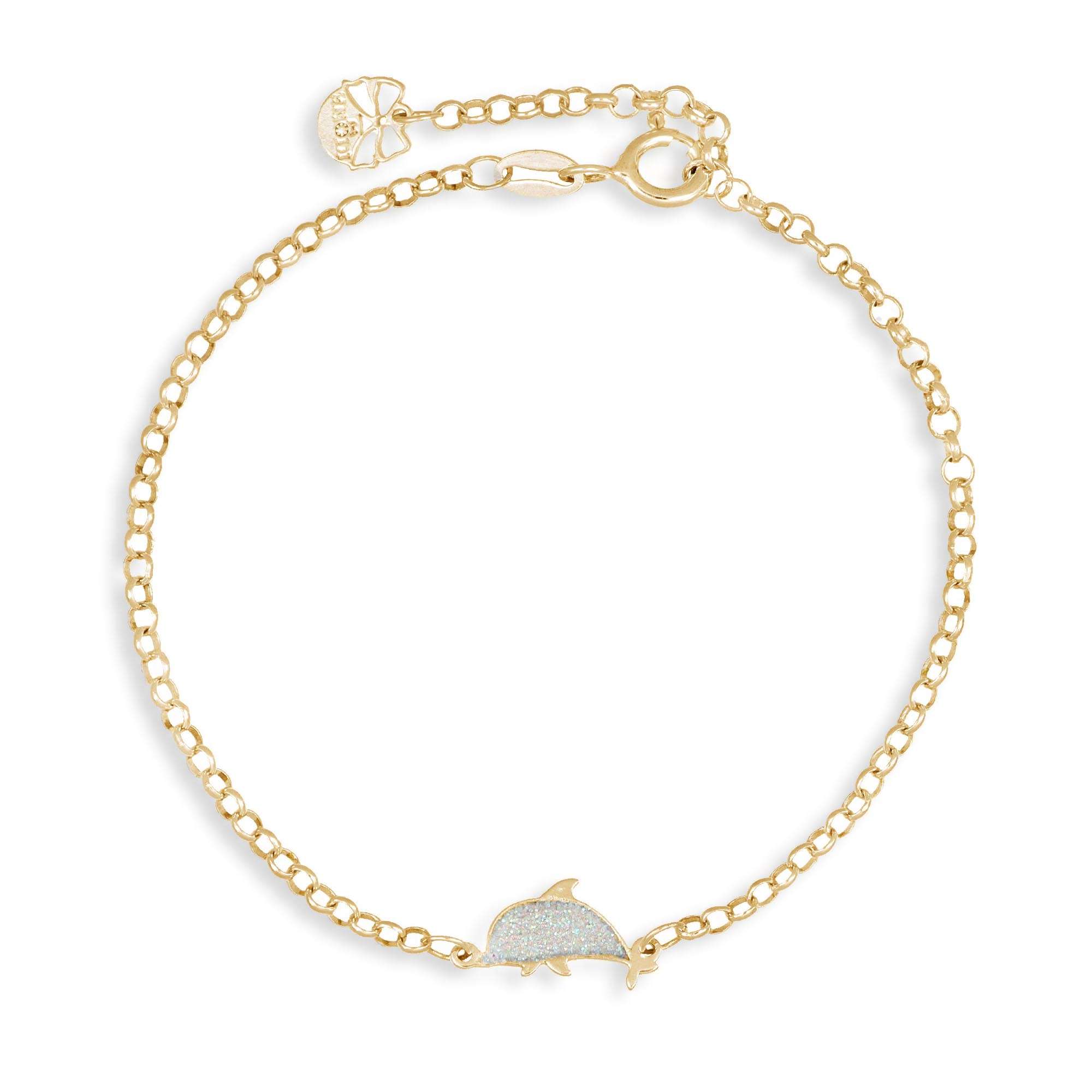 bracciale delfino bianco glitter gold