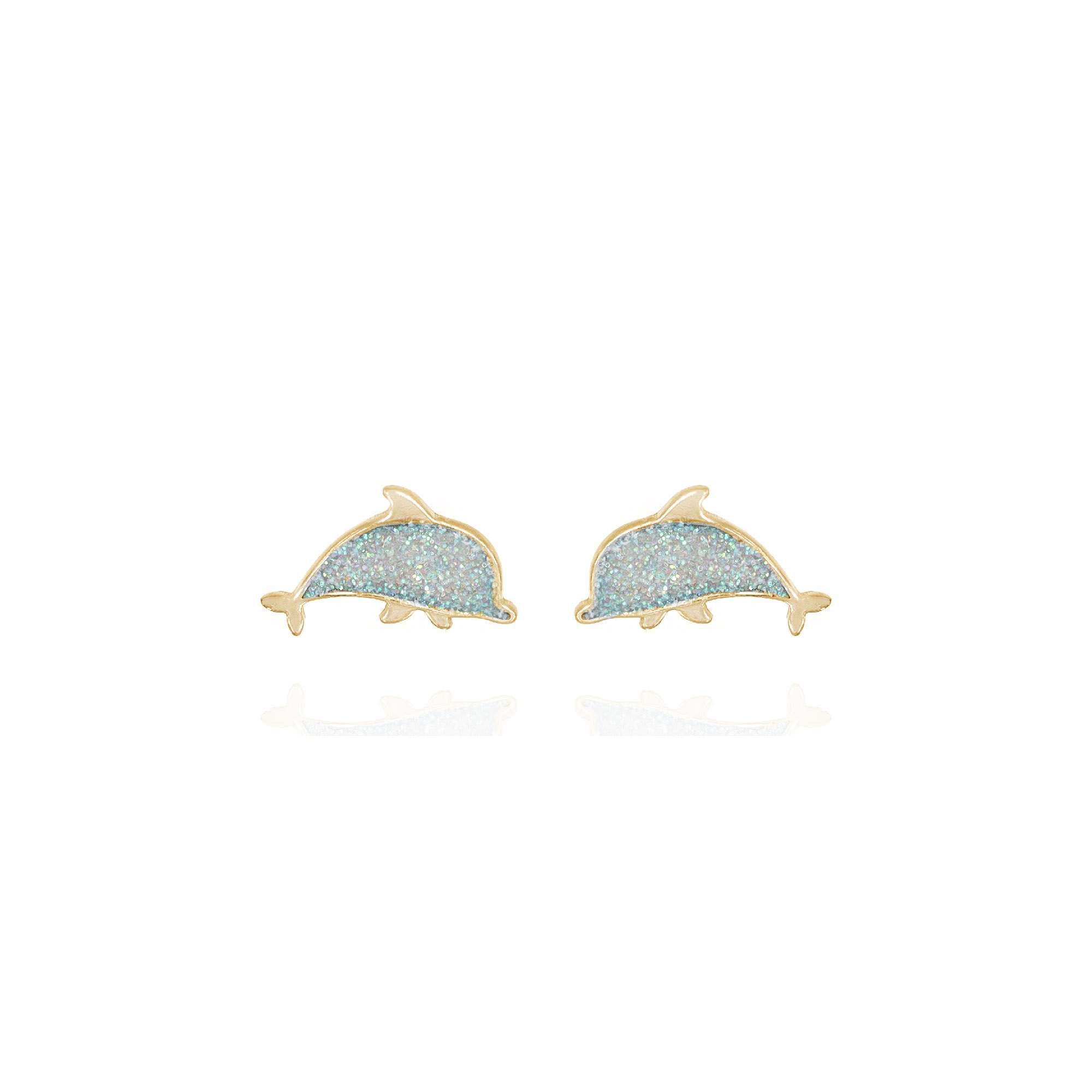 orecchini delfino bianco glitter gold