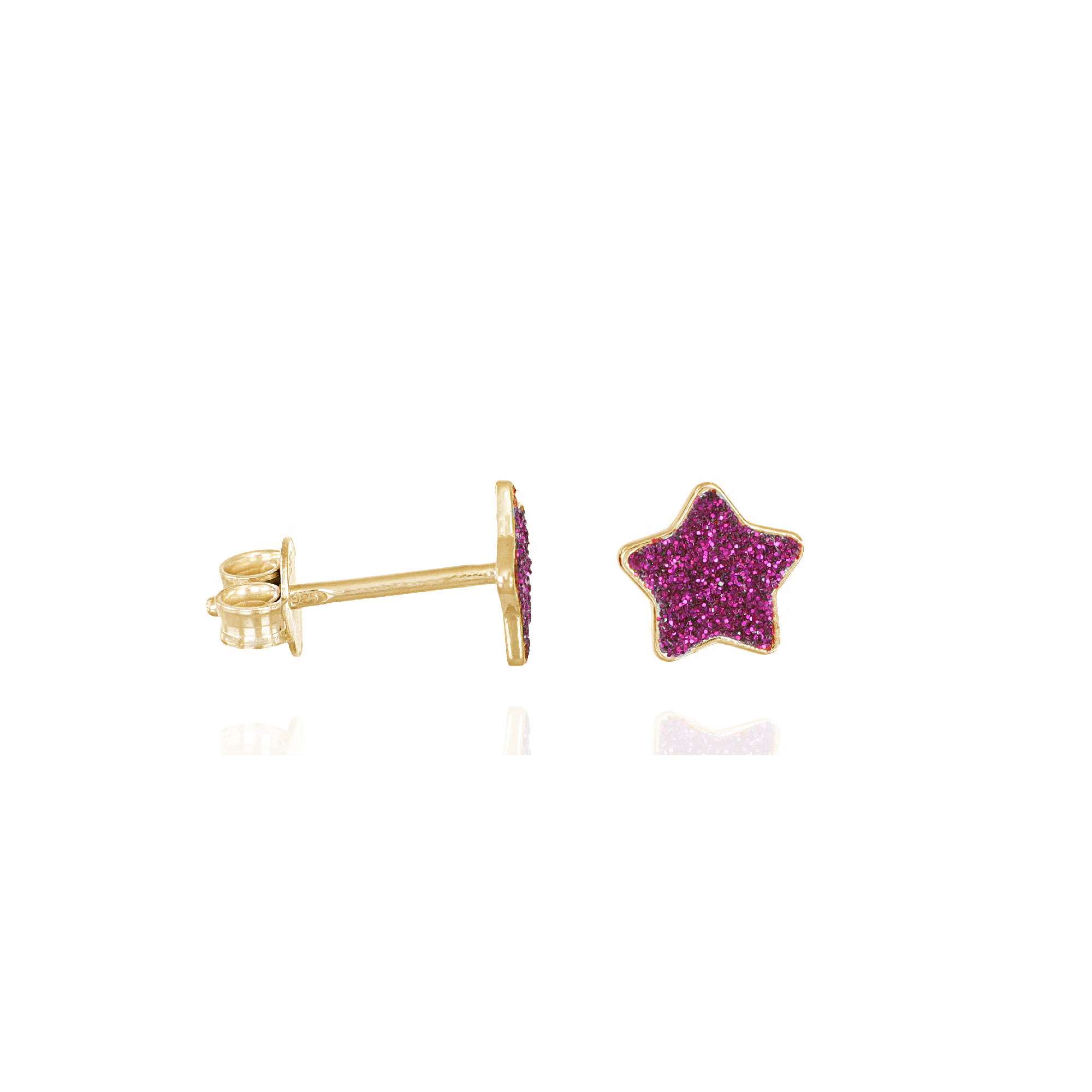 orecchini stella viola glitter lato gold