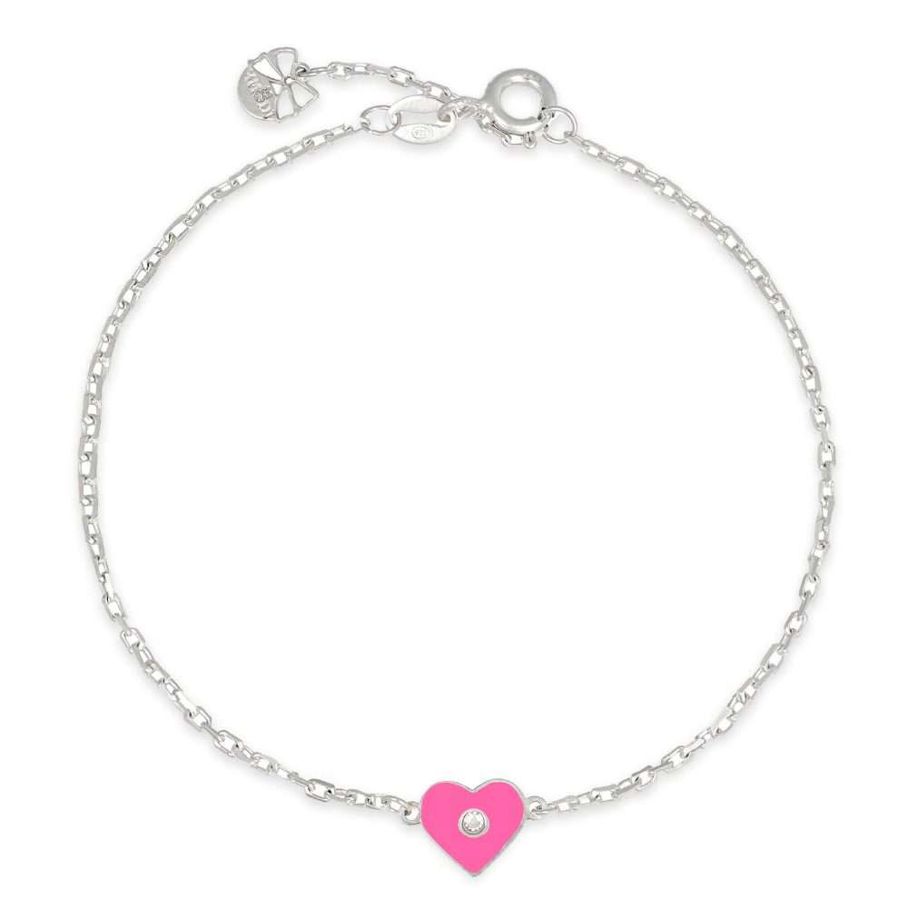 bracciale con cuore rosa e zircone