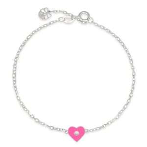 bracciale con cuore rosa e zircone