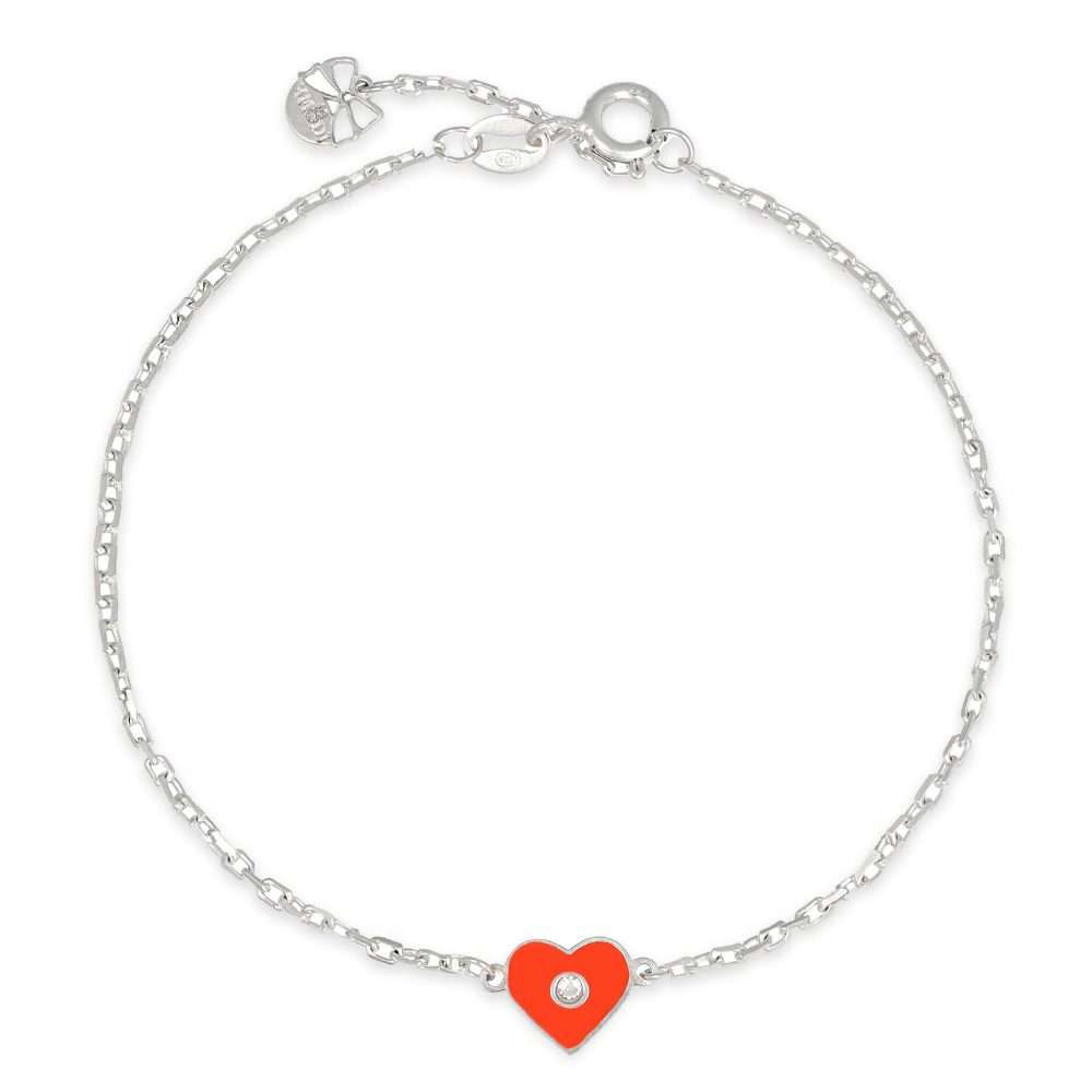 bracciale con cuore rosso e zircone