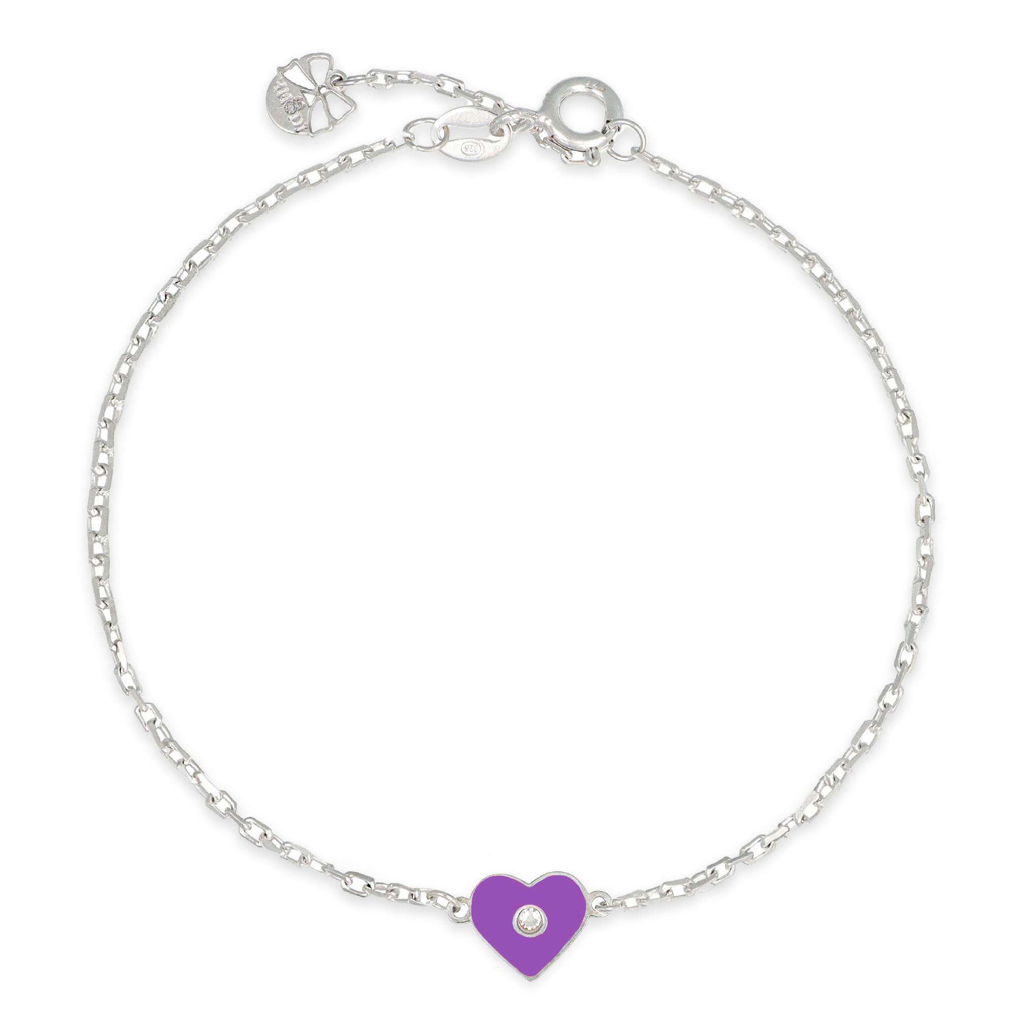 bracciale con cuore viola e zircone