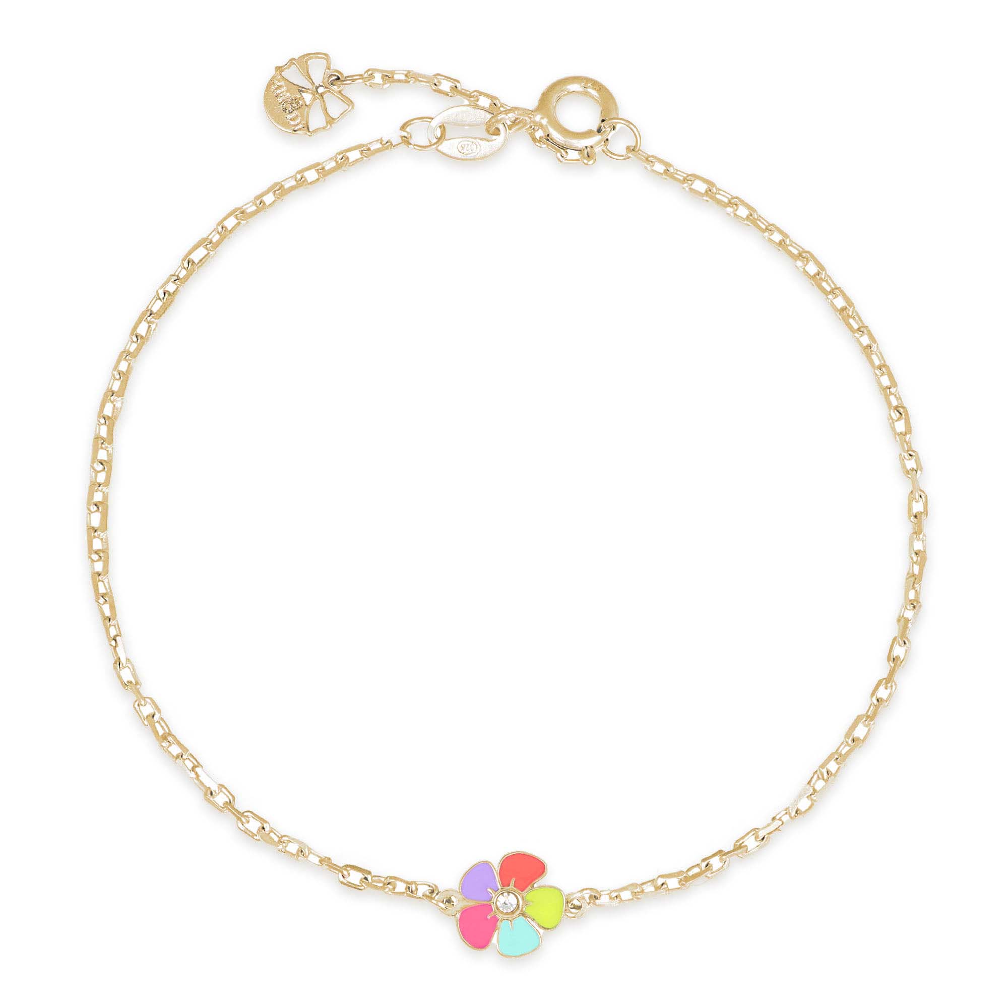 bracciale con fiore colorato e zircone gold