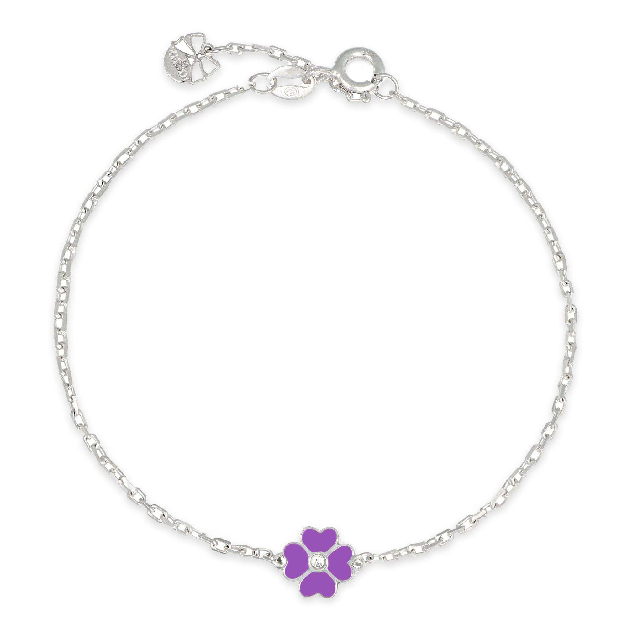 braccialetto con quadrifoglio viola e zircone