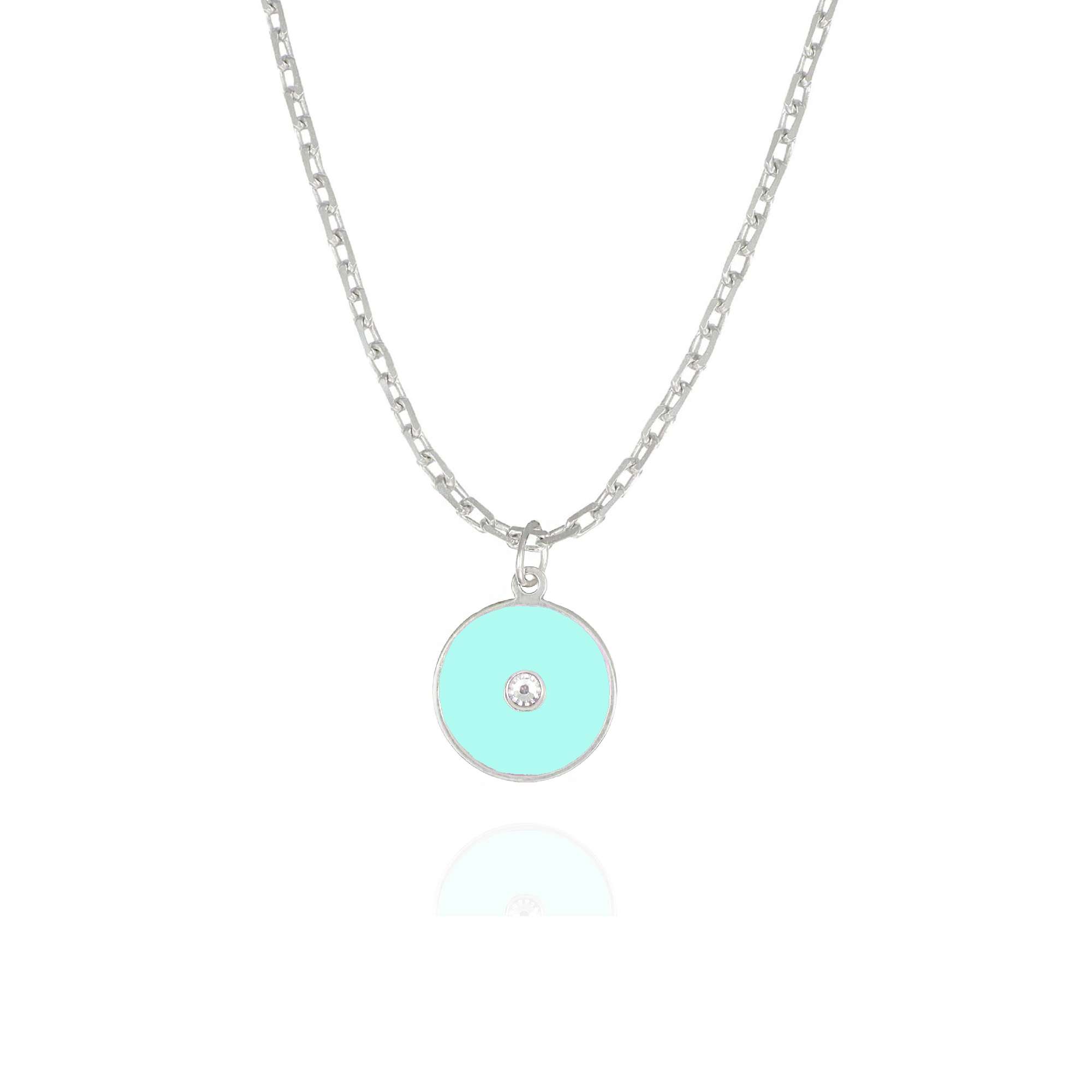 collana cerchio verde acqua e zircone