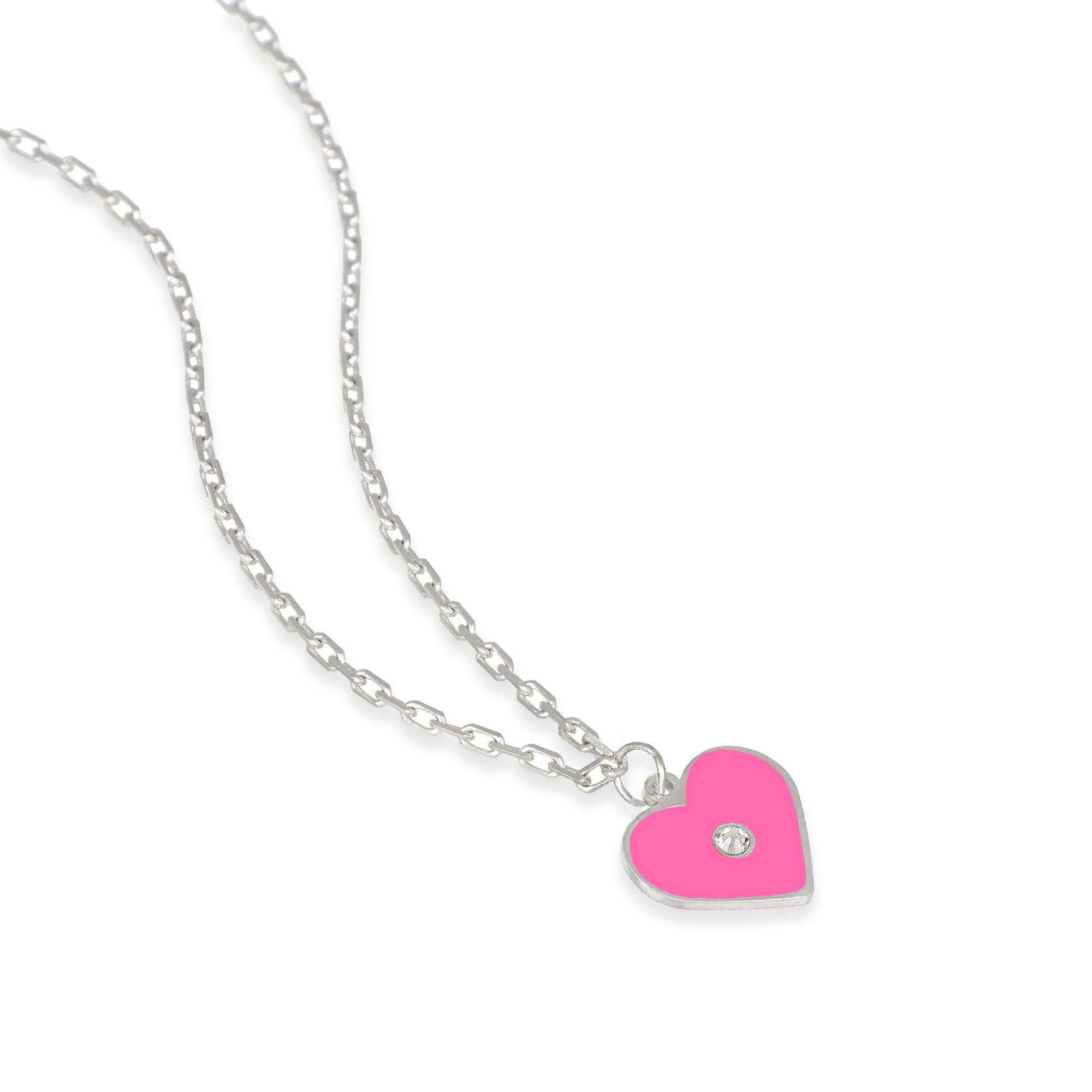 collana con cuore rosa e zircone lato