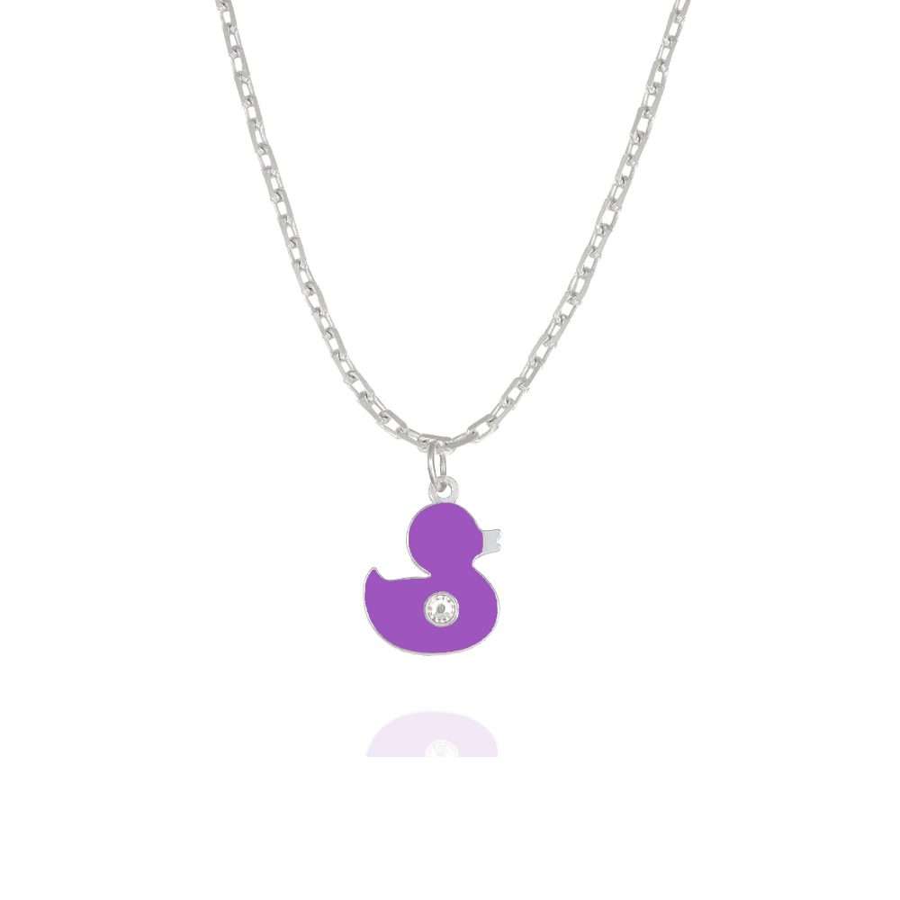 collana con paperella viola e zircone