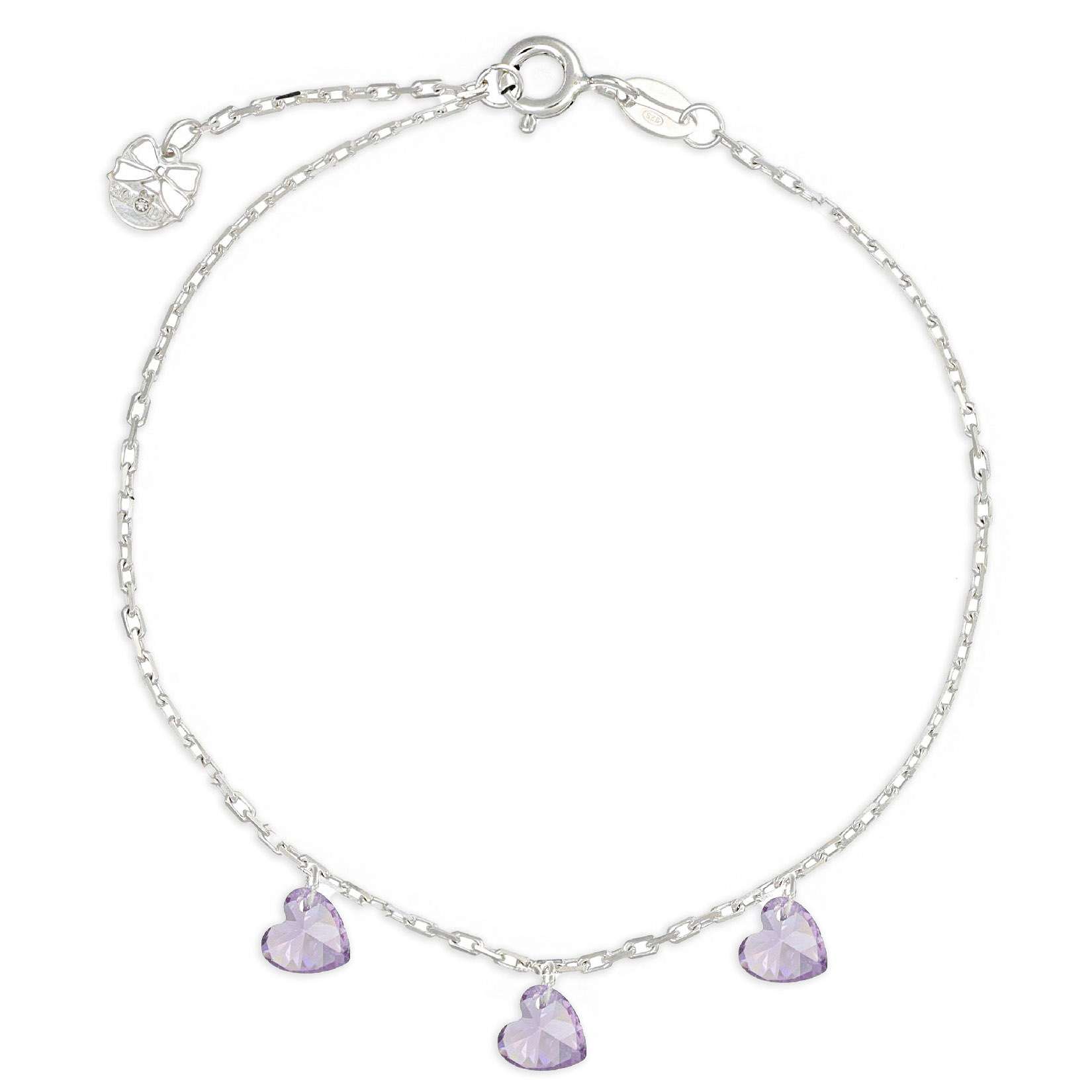 bracciale con tre cuori viola