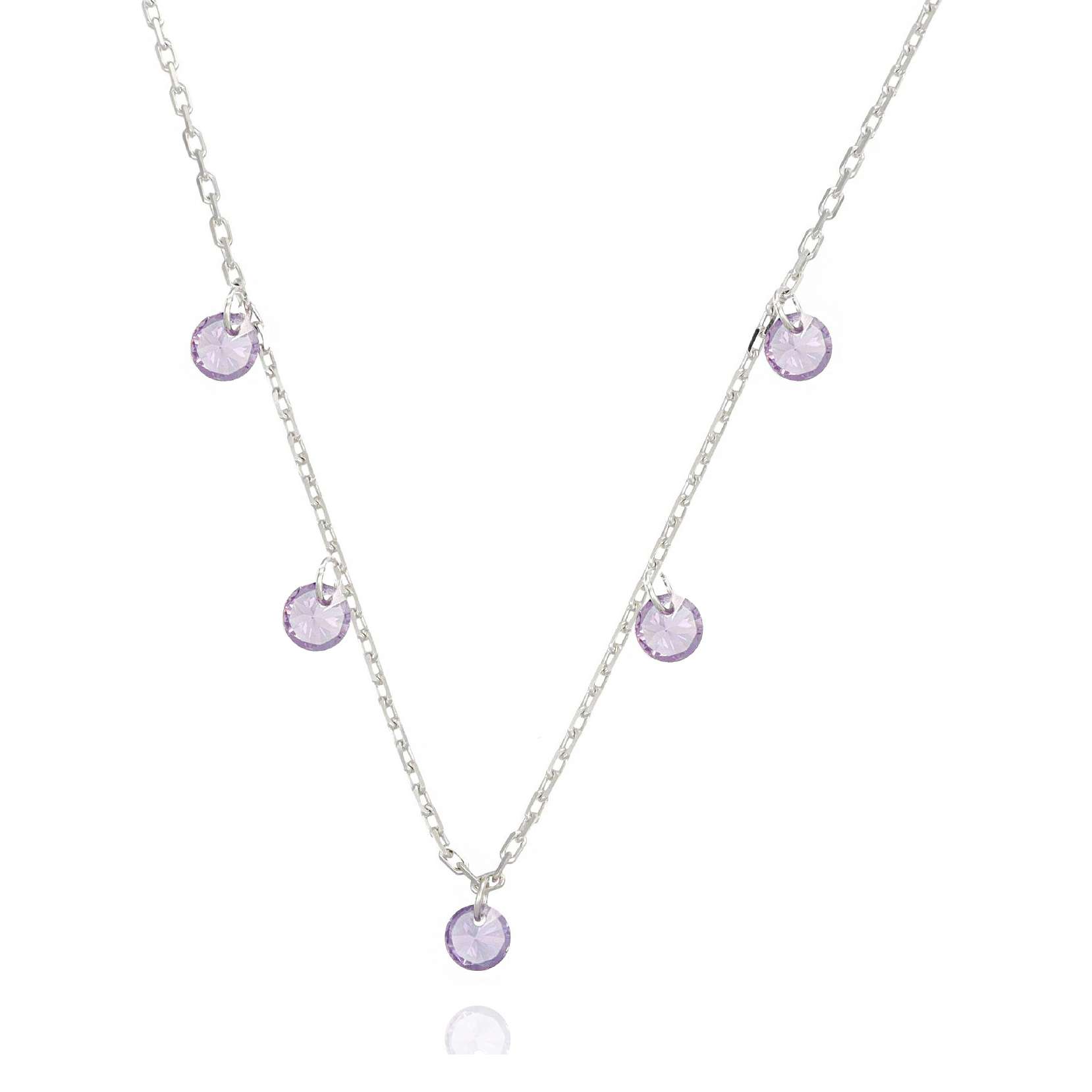 collana con 5 pietre rotonde viola