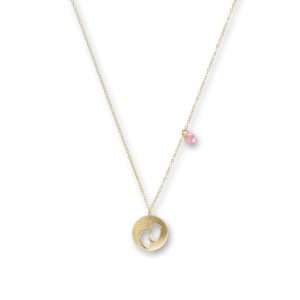 COLLANA CON MEDAGLIA PIEDINI NEONATO E PIETRA AZZURRA | E90CL0968-PINK - immagine 1