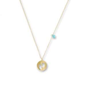 COLLANA CON MEDAGLIA PIEDINI NEONATO E PIETRA AZZURRA | E90CL0968-AZZ - immagine 1