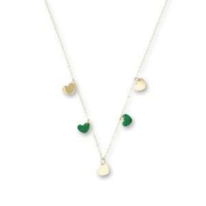 COLLANA CON CUORI IN ORO E MALACHITE | E90CL1354MAL - immagine 1