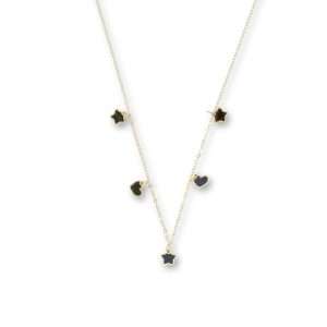 COLLANA CON CUORI E STELLE SMALTATE IN NERO | E90CL1461 - immagine 1
